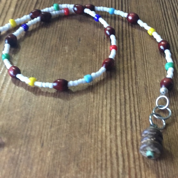 Wood Beaded White Ladies Necklace, Handmade Ladies Necklace - Picture 6 of 7